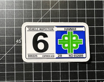 Nostalgic  Hawai’i safety Check Sticker (3.5x2”) Months 6-12