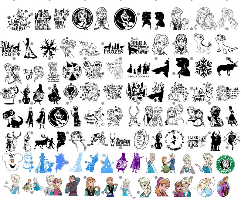 Frozen Outline Frozen Svg Bundle Frozen Clipart Frozen Etsy