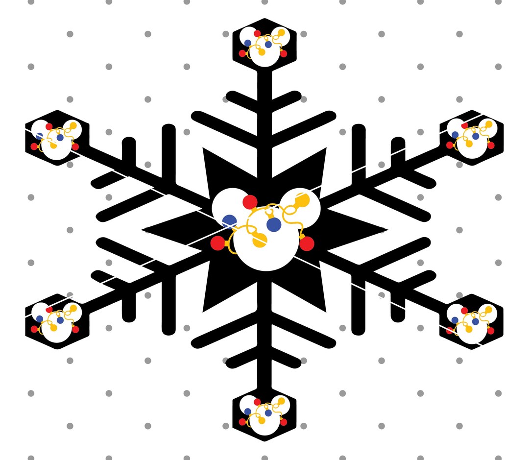 Mickey Mouse Snowflake Svg, Christmas Svg, Snowflake Svg, Mickey Head