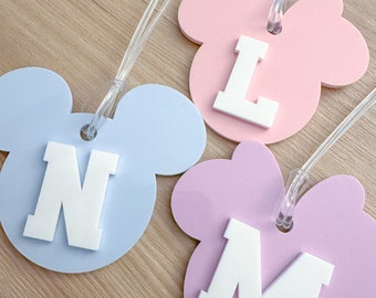 Mickey Mouse Bag Tag, Minnie Mouse Bag Tag, Mickey Bag Tag, Acrylic Tag, Disney Luggage Tag, Cute Pastel Bag Tag, Monogram Luggage Tag
