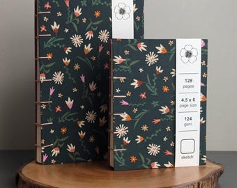 Earthy Floral Fabric Handmade Coptic Stitch Book