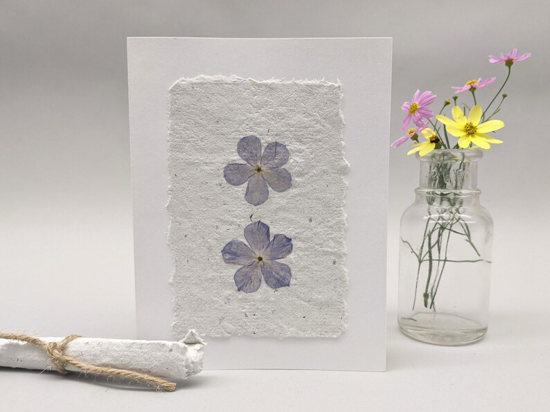 Real Pressed Flower Note Cards With Handmade Paper Random Etsy