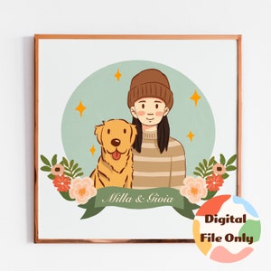 Ritratto di coppia mezzo corpo, Illustrazione di coppia, Ritratto di famiglia, Ritratto personalizzato, ritratto animali