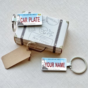 LeafreShop California Mini Car Plate Keychain- Unique and Personalized Gift, Handmade Custom Keyring, Stainless Steel with Epoxy/Resin, Made in USA