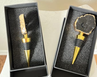 Gold Schwarz Druzy Kristall Wein Stopfen