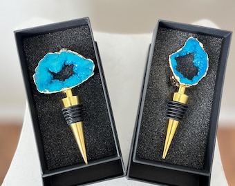 Gold Weinblau Druzy Kristall Stopper