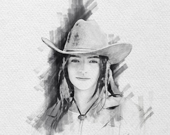 Aangepaste potloodschets digitaal portret van foto Gepersonaliseerd cadeau voor elke gelegenheid