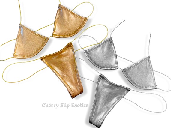 Metallic Microkini- Exotic Dancewear, Stripper Outfit, Micro
