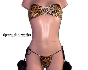 Velvet Lepord Exotic Dancewear, Stripper Outfit, Microkini