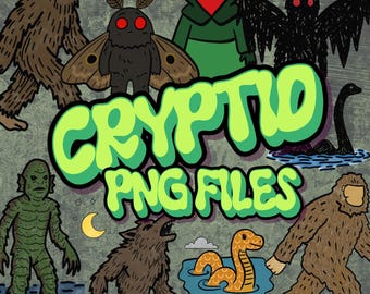 Cryptid Creatures PNG Clipart Bigüße, Mothman, Appalachia Hand gezeichnet (Digitaler Download)