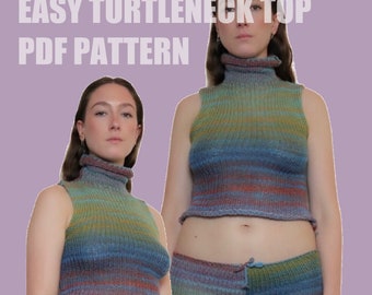 Basic turtleneck tank top knitting pattern for Sentro circular knitting machine and Addi express king size (one size)