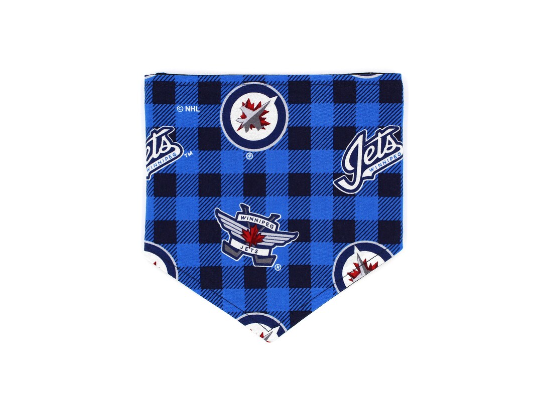 Winnipeg Jets Logo Dog Bandana, Reversible Tie/snap on Dog Bandana