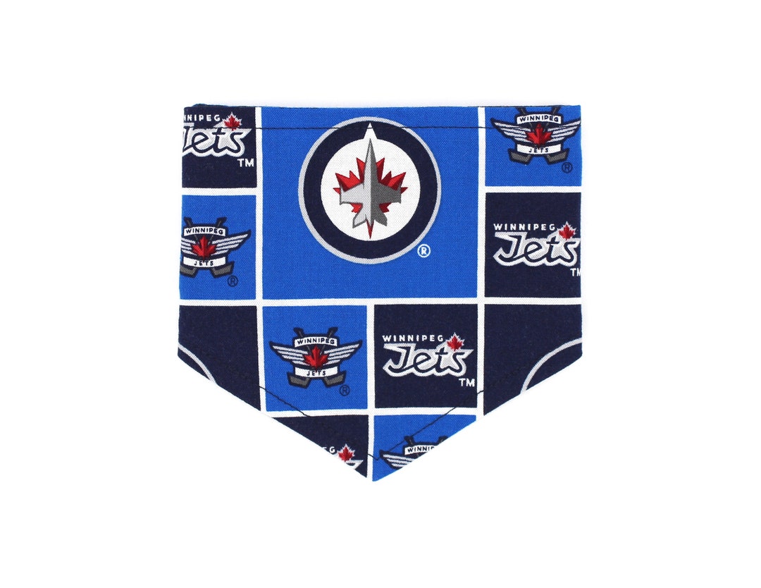 Winnipeg Jets Logo Dog Bandana, Reversible Tie/snap on Dog Bandana