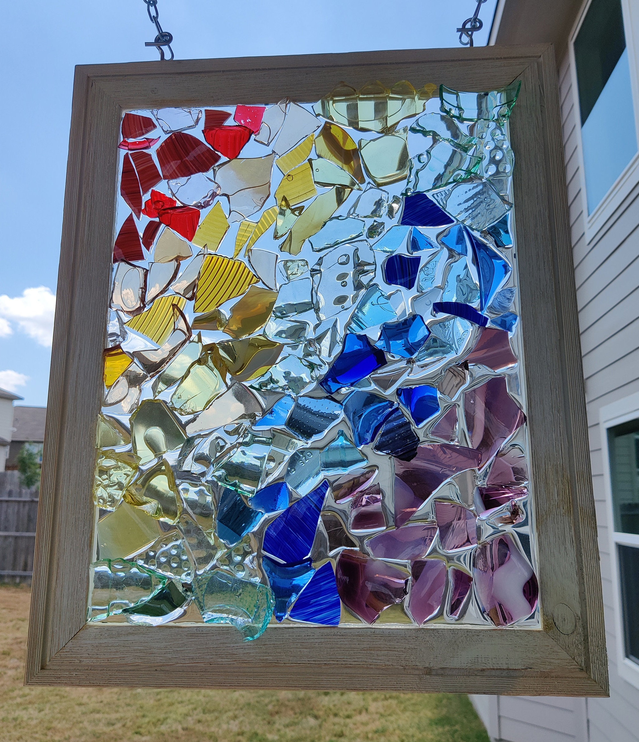 Rainbow Custom Glass Art, Unique Framed Hanging Epoxy Colored Broken Glass  Indoor/outdoor Sun Catcher - Etsy