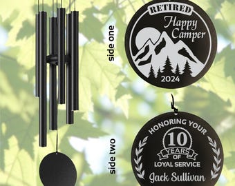 Retirement business client gift camping wind chime personalized gift office retirement camper gift wind chimes unique custom retiring