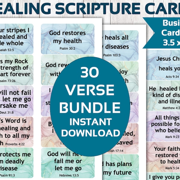 PRINTABLE healing scripture verse cards healing Bible verse promises instant download