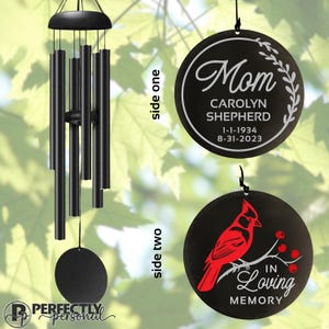 Personalized sympathy gift loss of Mom memorial wind chimes loss of mother bereavement gift  Christian sympathy cardinal red bird chimes