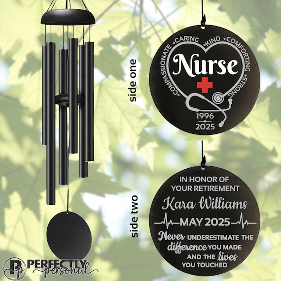Retirement wind chime personalized gift nurse retirement gift wind chimes unique custom nurse LPN RN APRN gift wind chimes medical career