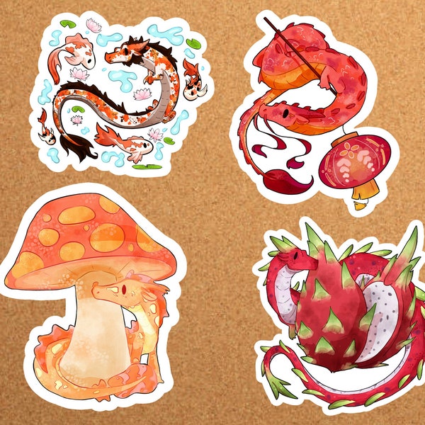 BUY 1 GET 1 FREE Chibi Dragon Stickers (glossy)