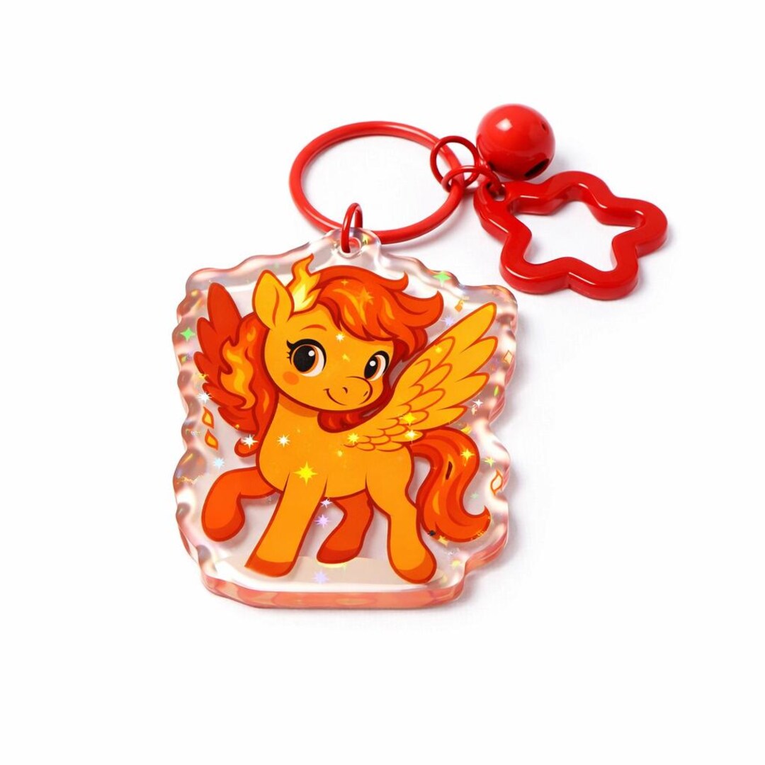 Red Fire Pegasus Acrylic 2.5 Inch Keychain Holo Star - Etsy