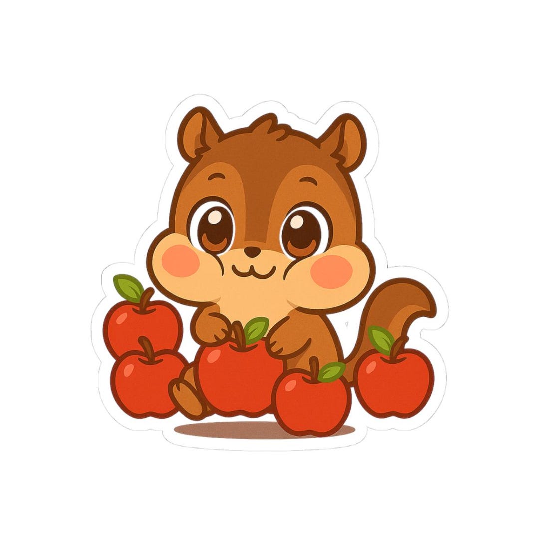 Chipmunk Apple Sticker | Fall Harvest Vinyl Decal - Etsy