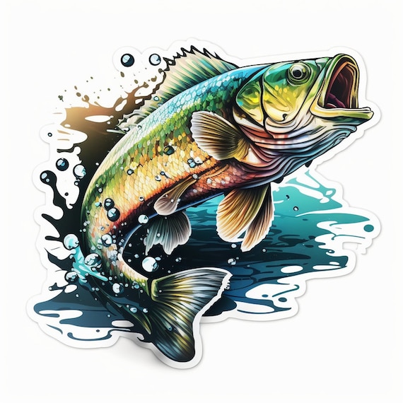 Big Mouth Bass Stickers, Fishing Sticker, Waterproof 3 Inch 