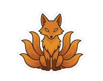 Nine-Tailed Fox Sticker | Orange Kitsune Decal