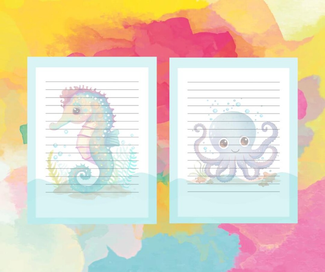 Under the Sea Kawaii Notepad Bundle | Seahorse & Octopus Stationery Set ...