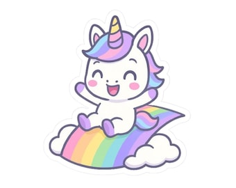 Chibi Unicorn Sticker | Rainbow Fantasy Artwork (2.5 inch)