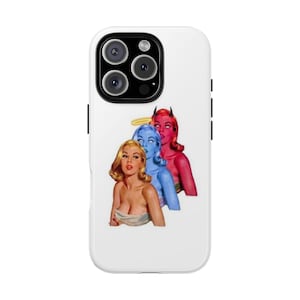 TWOFACED angel vs devil girl Protective phone case - trendy, cool girl aesthetic, IT girl, y2k aesthetic, retro pop art cute iphone cover