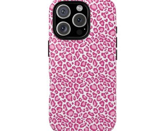 PINK LEOPARD print protective phone case - exotic animal print, cool girl aesthetic, trendy, cute, IT girl, Stylish, Chic Y2K iphone cover
