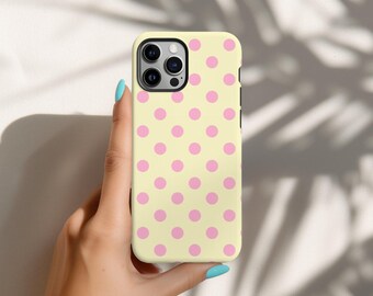 HARPER イエロー＆ピンクの水玉模様の保護スマホケース - ITガール風
