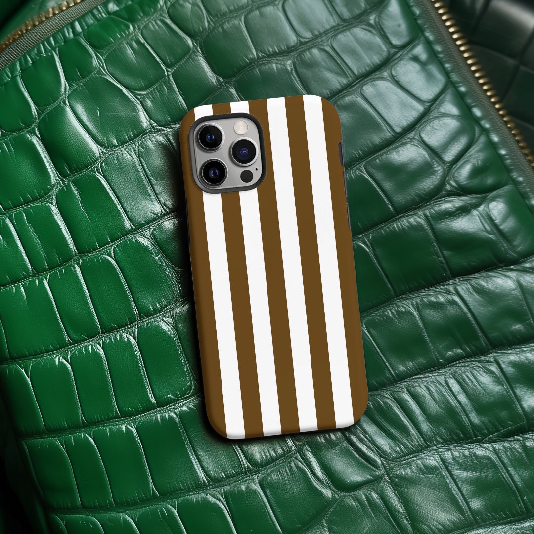 Henri Bendel - ヘンリーベンデル iPhoneケース HENRI Brown and White Striped Bendel Inspired Protective