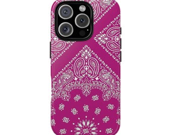 VANESSA wine pink bandana print protective phone case - cottage core, farmgirl cute, trendy, trendy, cool girl aesthetic fall iphone cover