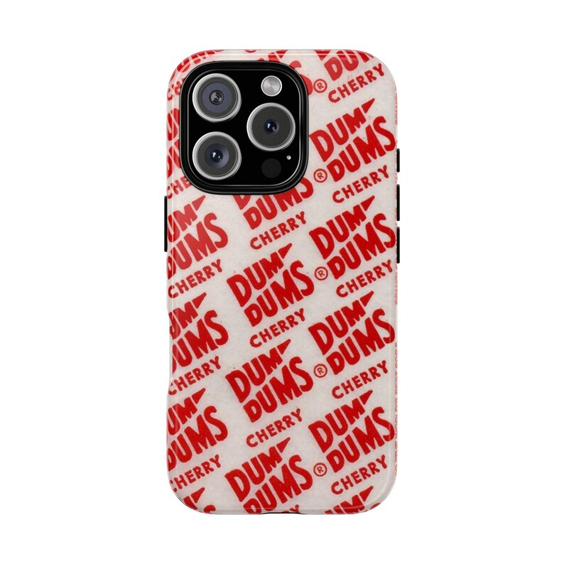 CHERRY dum dum lolipop Protective cell phone case, Trendy, Cute, Aesthetic retro sweet lollypop pattern, cool girl aesthetic iPhone cover image 1