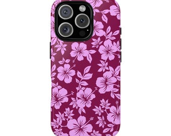 Funda protectora para teléfono SANDY con flor de hibisco tropical: verano floral tropical, moderna, hawaiana, estilo coco, estética femenina para iPhone.