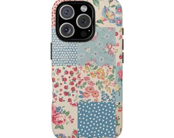 Beschermend telefoonhoesje SUZIE Quilt patchwork - iPhone-hoesje vintage cottage core, Farmhouse Preppy, Coquette, Girly, schattig en trendy