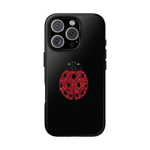 TERRI sparkly ladybug protective Phone Case - Sparkling Beaded Ladybug Design, Cute Nature Girl Aesthetic, girly trendy iphone cover