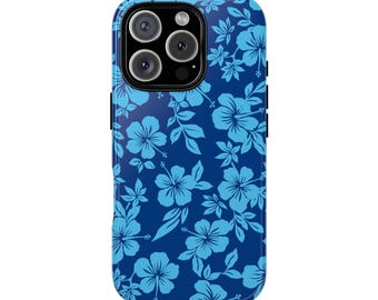 SHELLY blue tropical hibiscus flowers protective phone case - summer floral, Hawaiian girly island girl cool girl cute stylish iphone cover