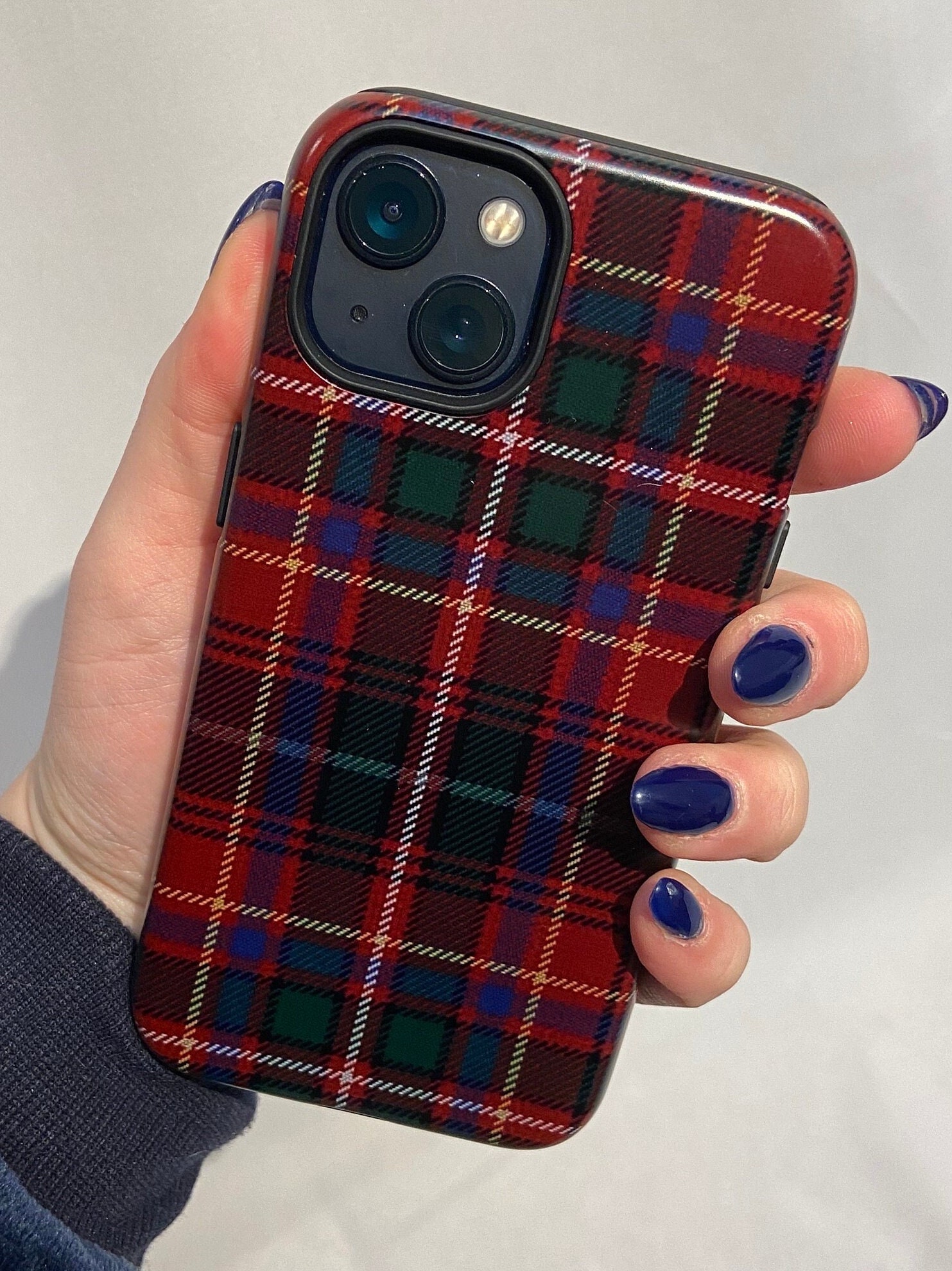 WALLY Christmas Holiday Plaid Protective Phone Case, Preppy