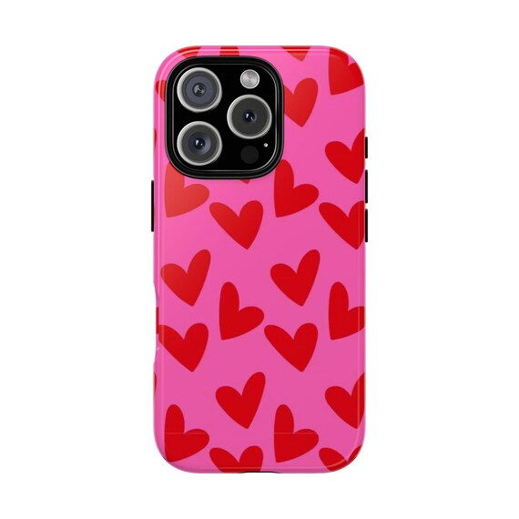 LOVEY Pink & Red Hearts Valentines Protective Phone Case - Trendy Cute  Aesthetic Stylish, Heart Pattern, Valentines Day, Valentine Gift Case -  Etsy Israel