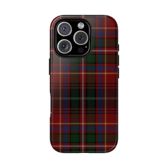 WALLY Christmas Holiday Plaid Protective Phone Case, Preppy
