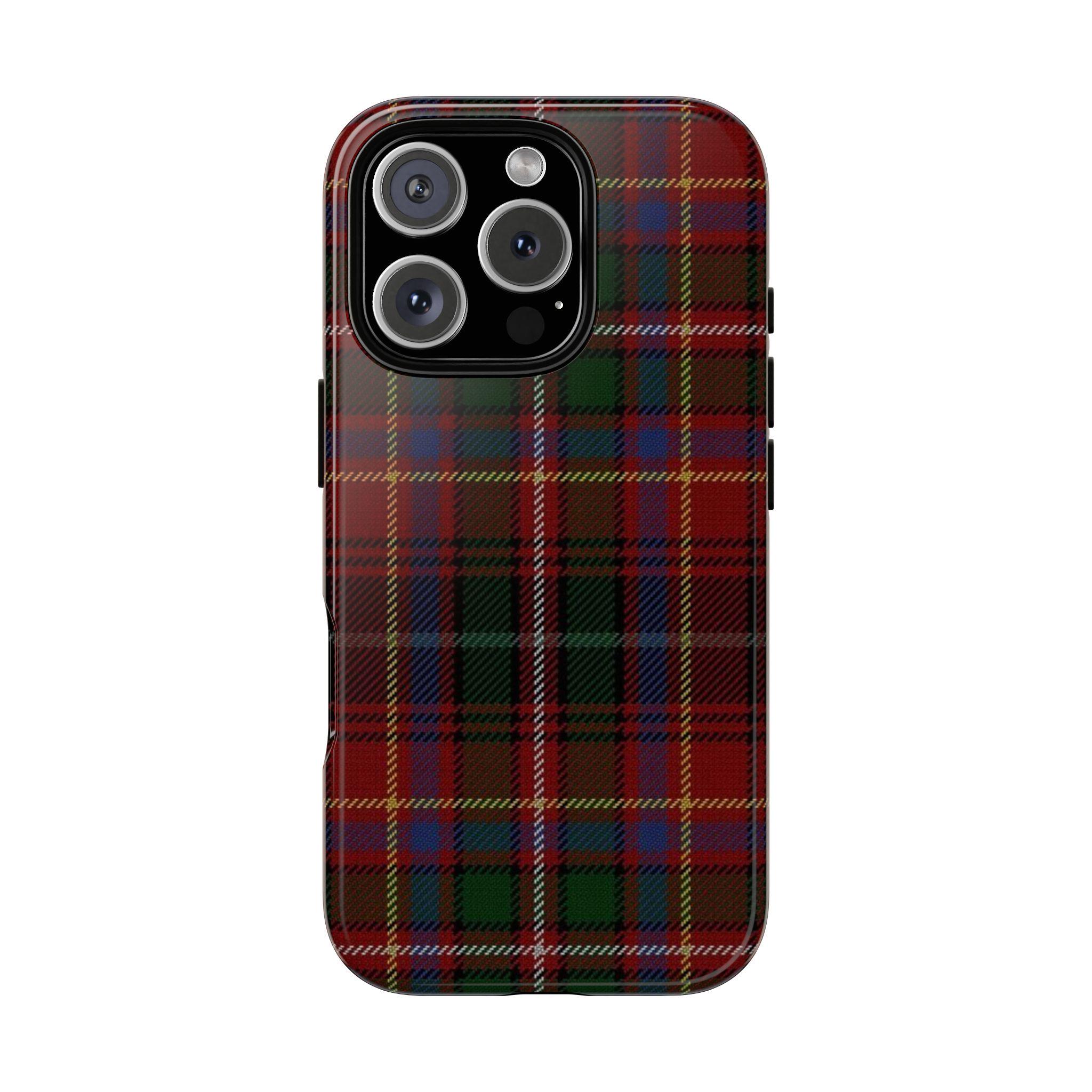 WALLY Christmas Holiday Plaid Protective Phone Case, Preppy