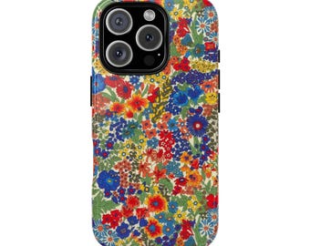 ABIGAIL wildflower florals Protective Phone Case - Vibrant colored flowers, Girly Aesthetic, Summer Spring, Cute, IT girl iphone cover