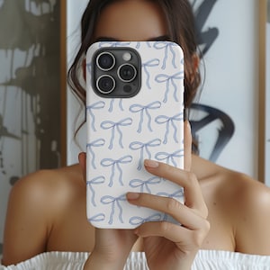 Jessica Light Blue Bow iPhone Case | Cute Protective Case for iPhone 15 & Google Pixel | Trendy Cottage Core Style
