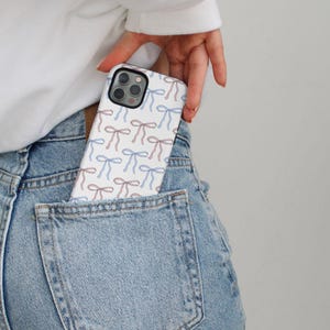 DELILIAH Light Blue & Pink Bow iPhone Case | Protective, Trendy, Cute, Preppy, Coquette, Cottage Core Preppy bow phone case