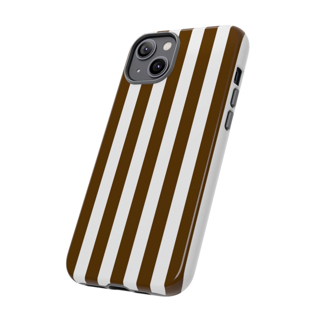 HENRI Brown and White Striped Bendel Inspired Protective Phone