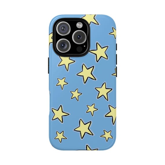 CLARA Blue & Yellow Stars Protective Cell Phone Case - Cool Girl Aesthetic,  IT Girl, Trendy Star Print, Girly, Pop Art, Cute iPhone Cover - Etsy