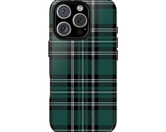 TIMMY blue & green holiday plaid Protective phone case fall plaid checkered pattern preppy aesthetic cool girl trendy aesthetic iphone cover