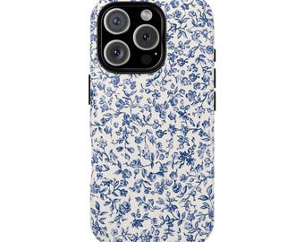 BELLA blau & weiße Blumen Schutz Handytasche - coquette girly ästhetische Französische Blumen trendy IT girl Cottage Kern niedliche Iphone-Abdeckung